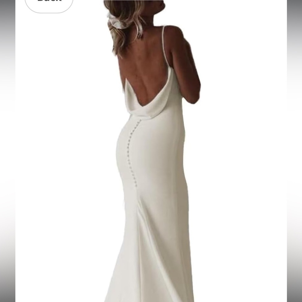 Simple Boho V-Neck Wedding Dresses Spaghetti Straps Mermaid Satin Bridal Gown